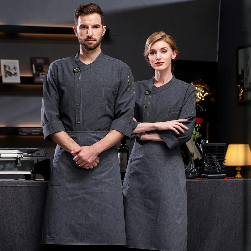 Custom Logo Luxury Breathable Chef Coat Buttons Luggage