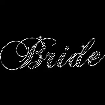 custom hotfix bling bride script iron on patches heat press rhinestone transfers bridal