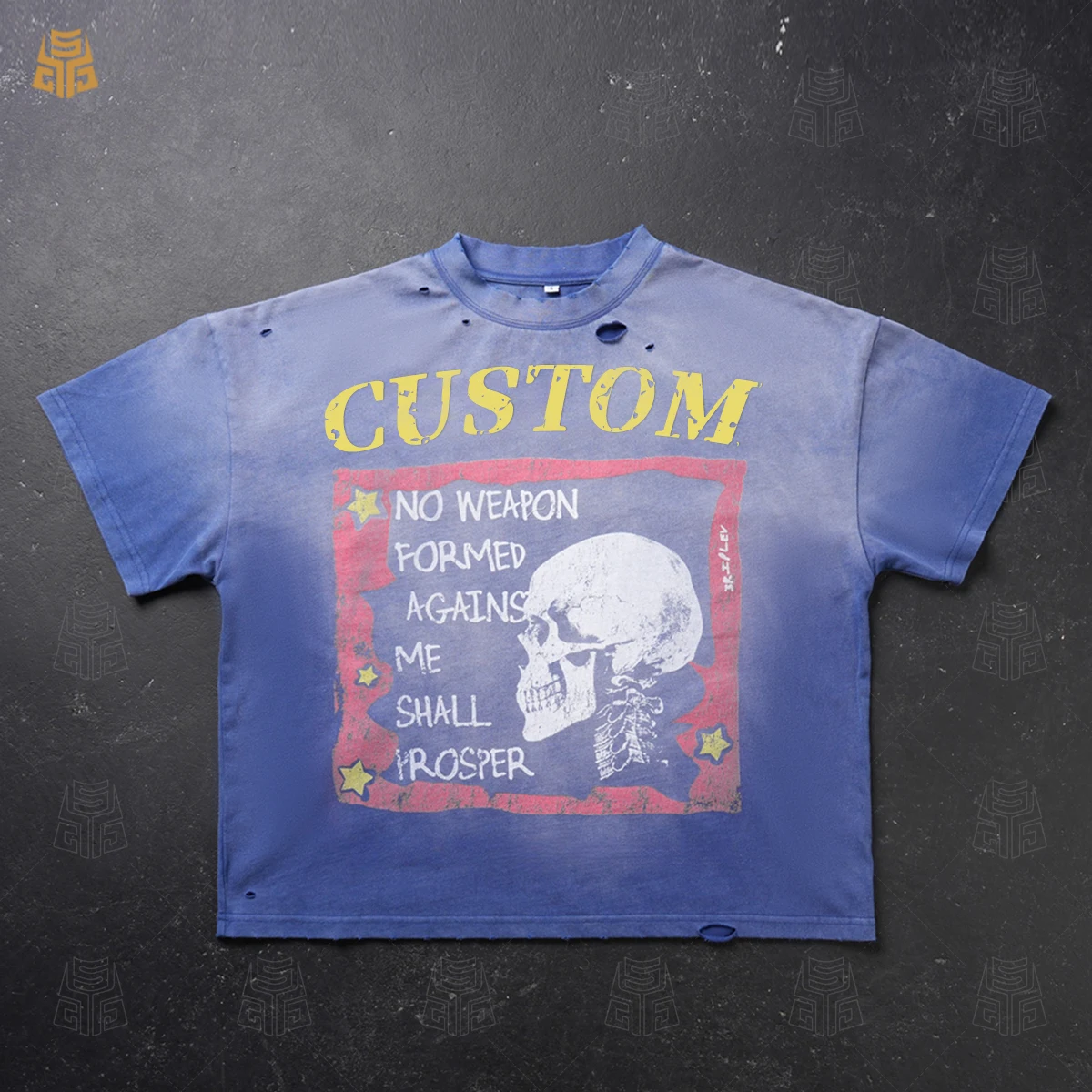 Custom Graphic T-shirt Men's Tshirt Streetwear Oversized Crop Drop Shoulder Heavyweight Vintage Acid Wash t Shirt for Men