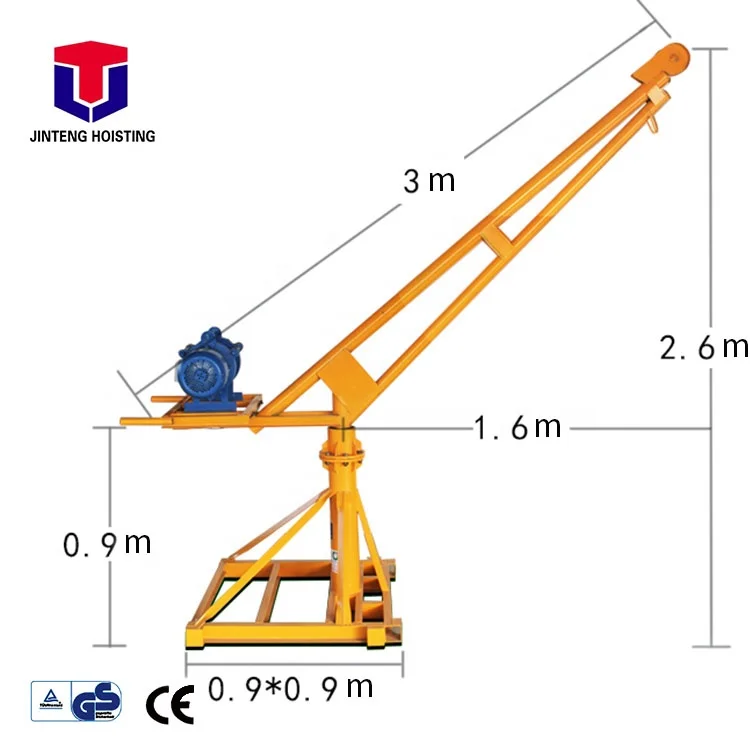 Power Mini Crane Durable 1000kg 60m 380V Lifting Equipment Mini Portable Mobile Manual Jib Crane Outdoor Lifting Portable Crane