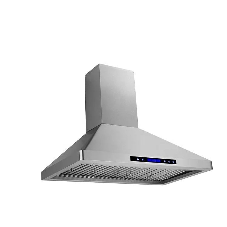 Wall mounted exhaust range hood touch control LED light