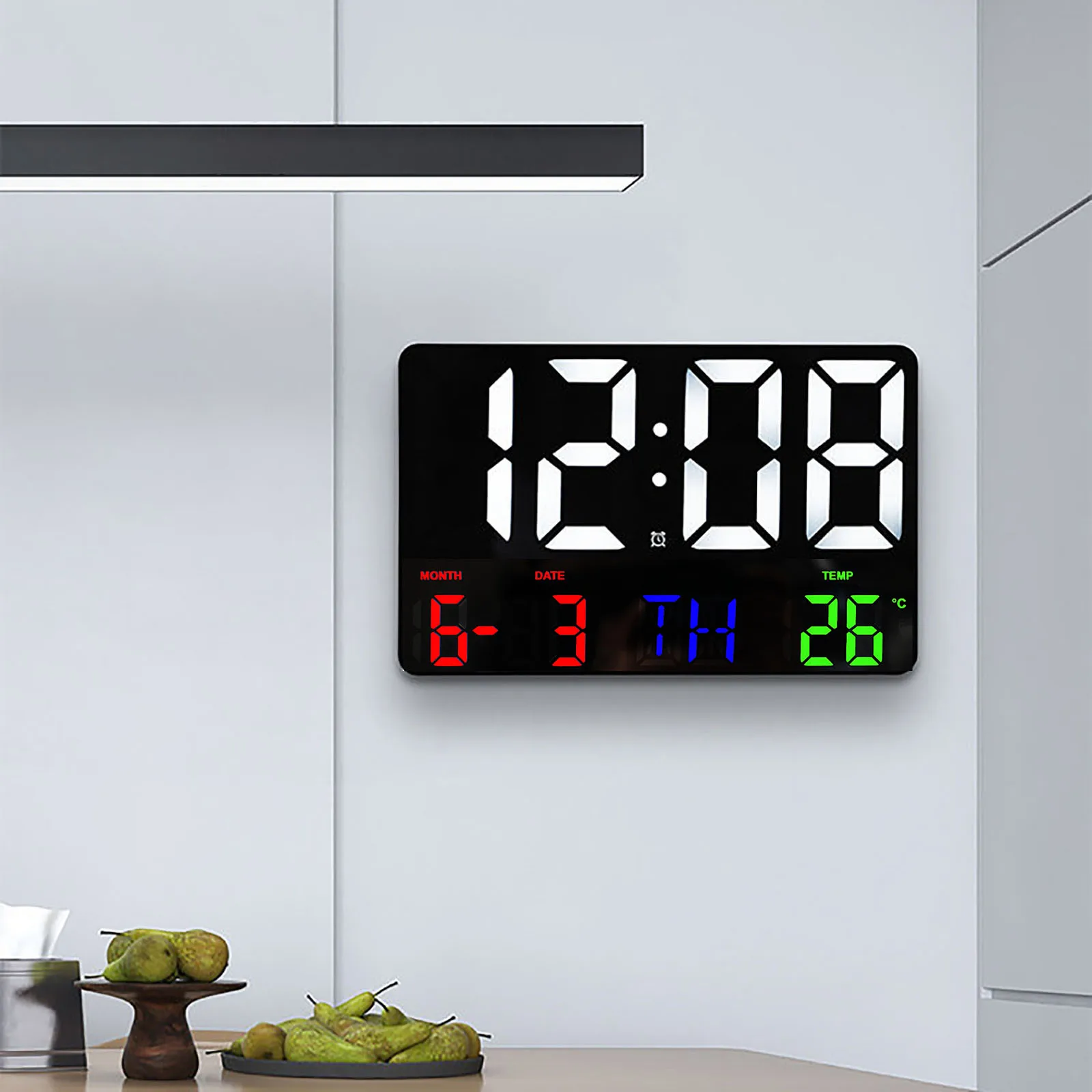 Led Digital Wall Clock Large Screen Temperature Date Day Display ...