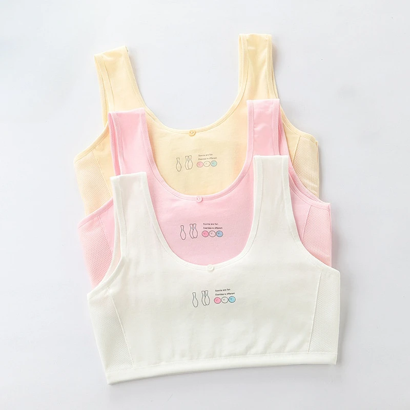 Explosive Models Simple Youthful Design First Phase Kids Bra Puberty Kids Comfort Breathable Tank Tops Bra for Teenage Girl