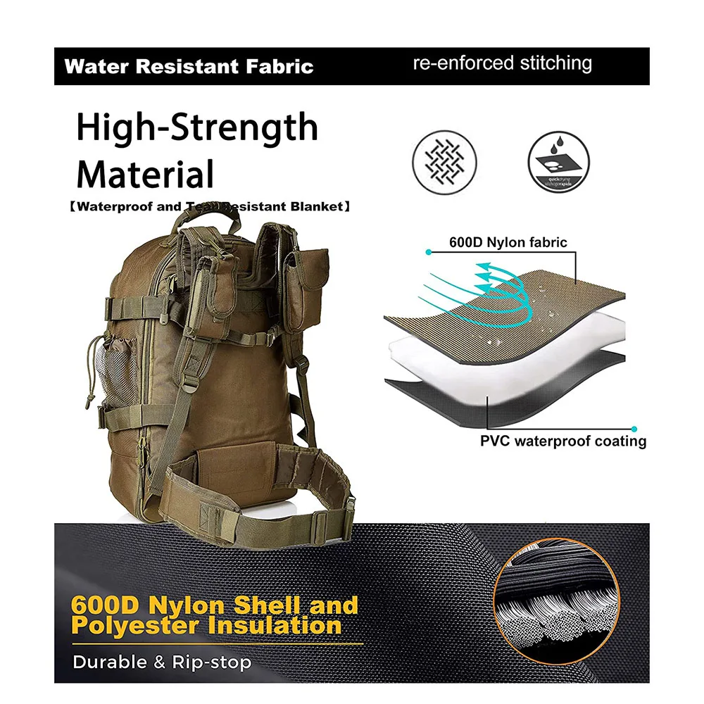 FREE SAMPLE Men's Backpack High Capacity Training Assault Backpack Walking Expandable Backpack