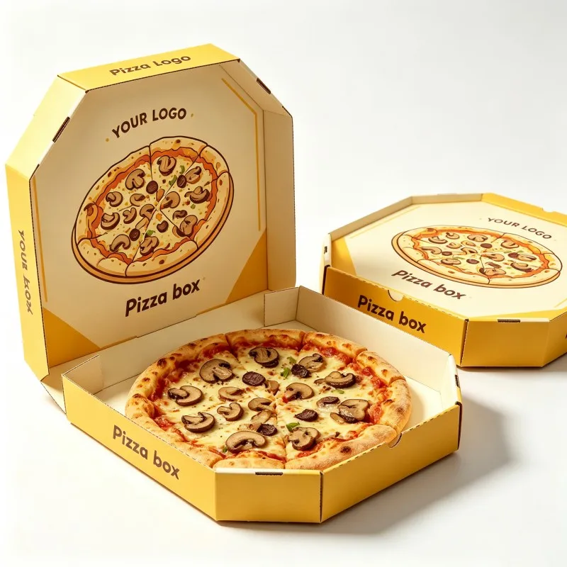 Custom Logo Corrugated Pizza Box Glossy Lamination & Embossing Portable Made From Recycled Materials Factory Direct From China
