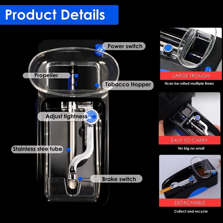 automatic multiple cigarette rolling machine New Arrival Automatic Electric Cigarette Rolling Machine 6.5mm Diameter  Cigarette Injector Maker