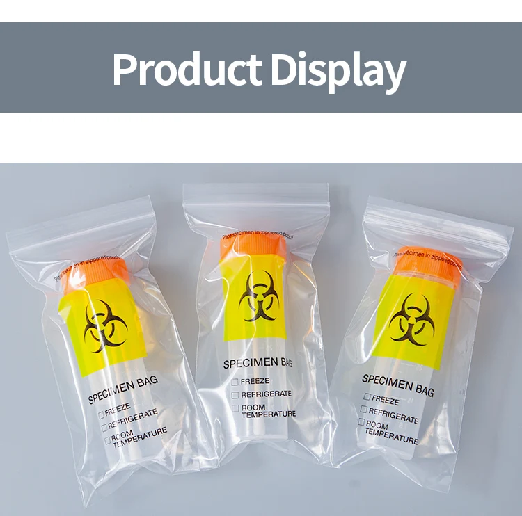 Custom Ziplock Clear Small Sample Transport Biohazard Sample Bags With