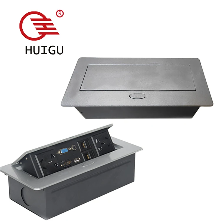 Conference Table Connectivity Box Multimedia Tabletop Hidden Pop up Power Waterproof Socket and Plug Box Furniture Hardware