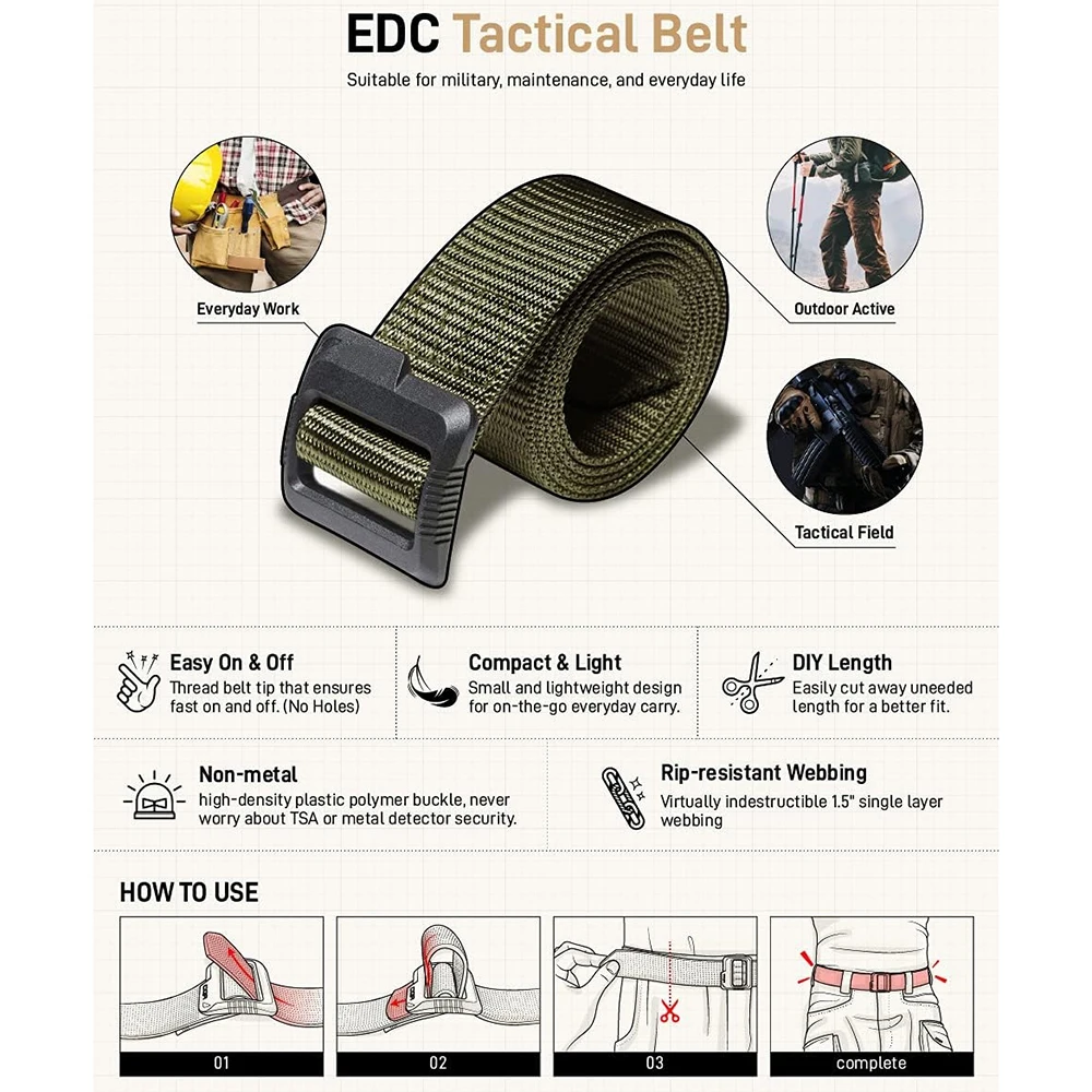 Adjustable Training Fashionable Tactical Belt Heavy Duty Webbing Quick-Release Buckle Multifunctional Tactical Belt