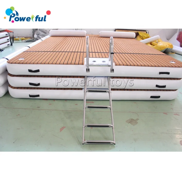 Commercial Drop Stitch Sunbathing Teak Foam Deck Pad Floating Swim Air