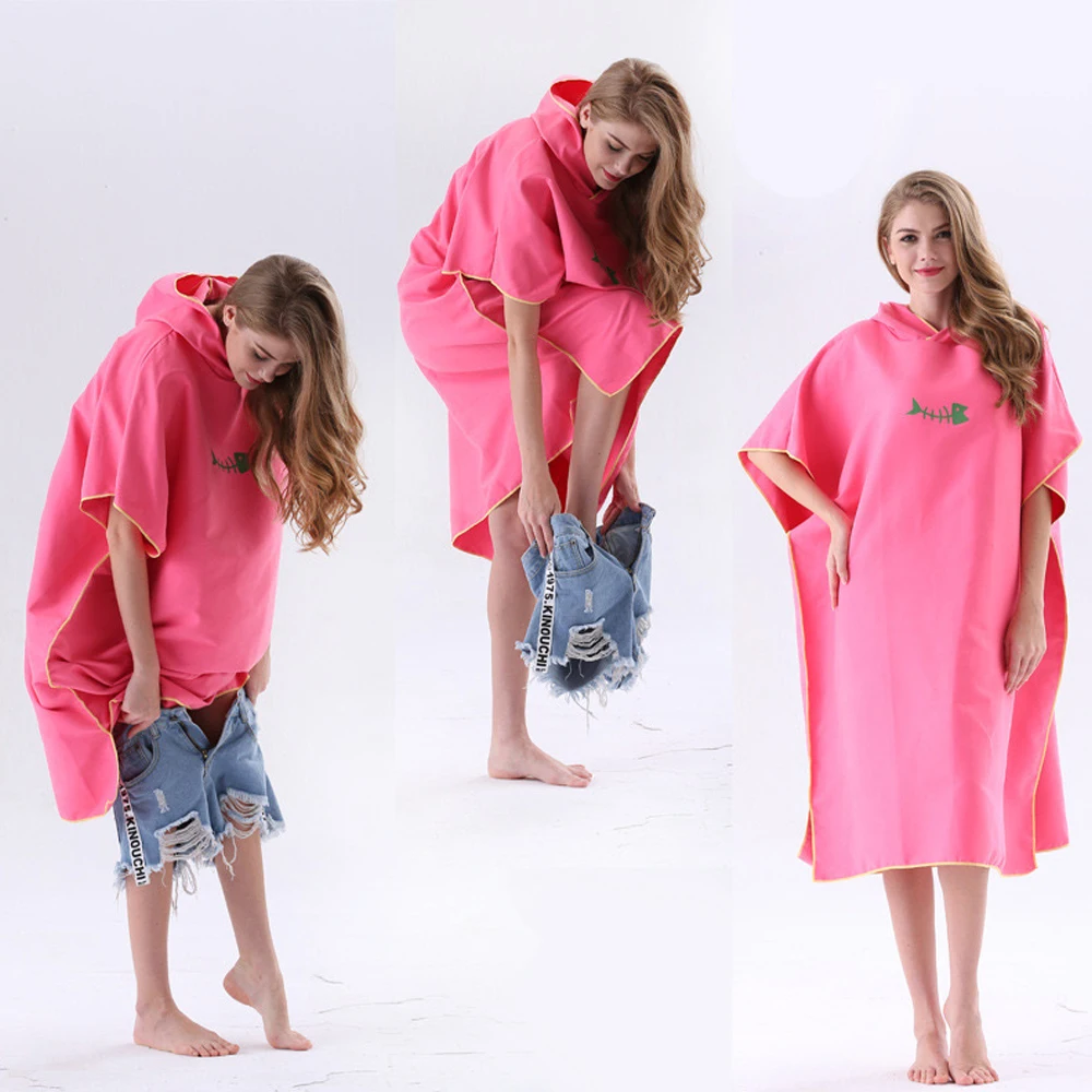 Wuxi Ivy Textile 2024 New Design Hooded Microfiber Sand Free Terry Beach Towel Poncho