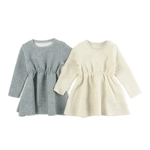 Summer Checkered Baby Dress Long Sleeve O-neck Dresses Casual Baby Girl Clothing