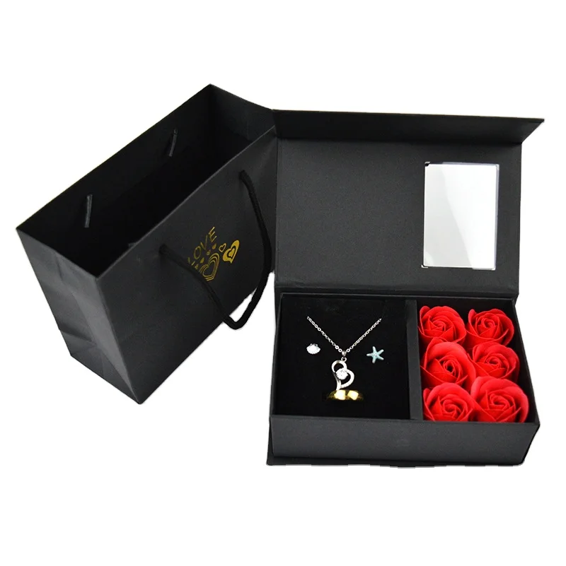 Custom CMYK Printing PVC Window Gift Paper Box with Rigid Magnetic Closure for Necklace Watch Packaging Valentine's Day Jewelry