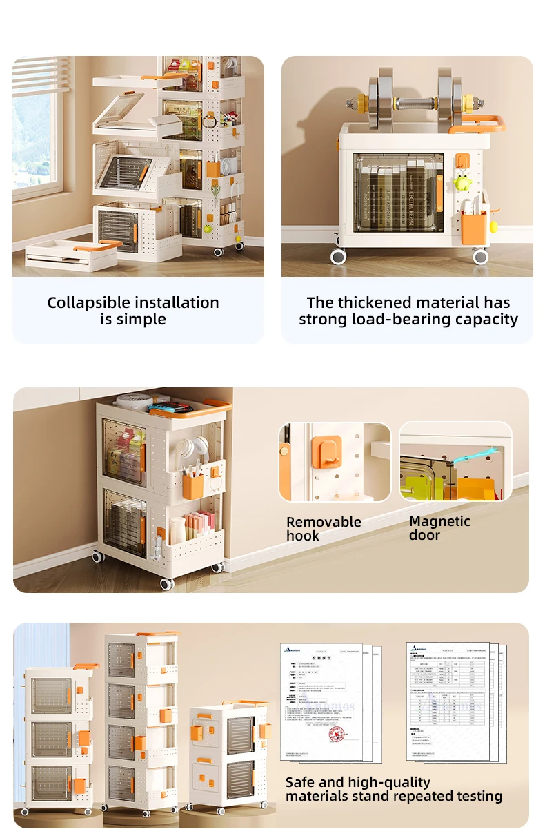 Wannuo 1/2/3/4 layers Storage Cart Multifunctional Folding Children's Toys And School Supplies Storage Cart With Wheels factory