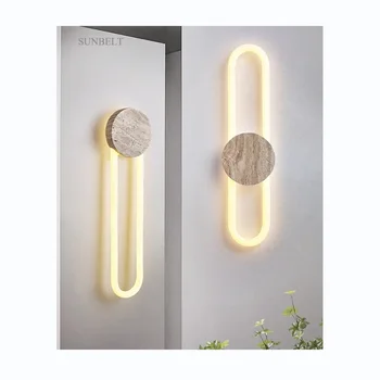B3697-L60 Exclusive release travertine marble stone decorative LED wall art lamps decorative lights