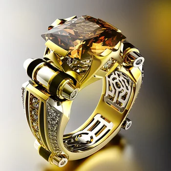Filled Obsidian Topaz Ring for Women Gemstone Anillos