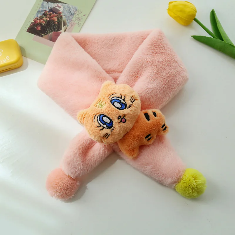 Детский шарф Зимний утепленный плюшевый детский нагрудник с мультяшным рисунком милые облака крест плюшевый нагрудник для зимы