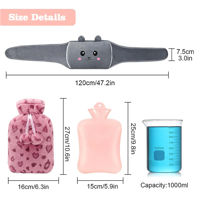 hot sale thickened water injection pvc hot water bag belt wholesale wearable hot water bottle keep warm
