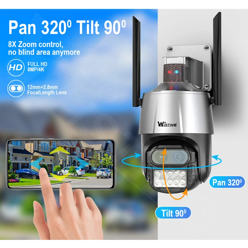 Wistino Xmeye 4k Cctv Camera Home Security Auto 8x Zoom Waterproof