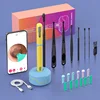 Giallo con base e set di 8 strumenti per la pulizia delle orecchie