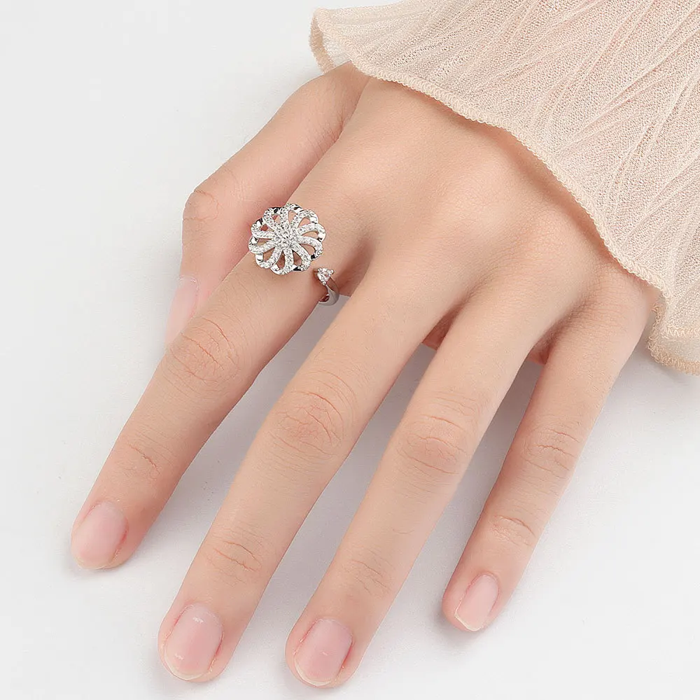 Spinner Cz Diamond Fidget Ring Jewelry 925 Silver Personalized ...