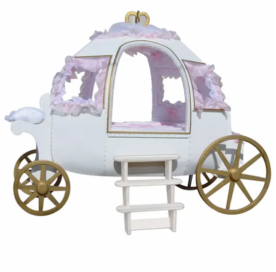 Factory High End Castle Design Cinderella Pumpkin Kids Children Bed Princess Carriage Golden Luxury Bedroom Furniture Modern