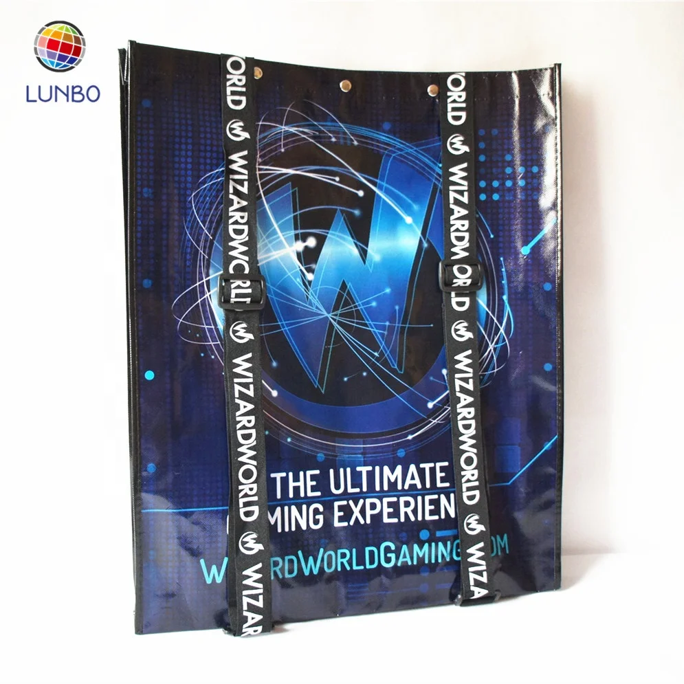 Giant Expo Messenger Backpack Comic Con Swag Bag Laminated Non Woven Backpack