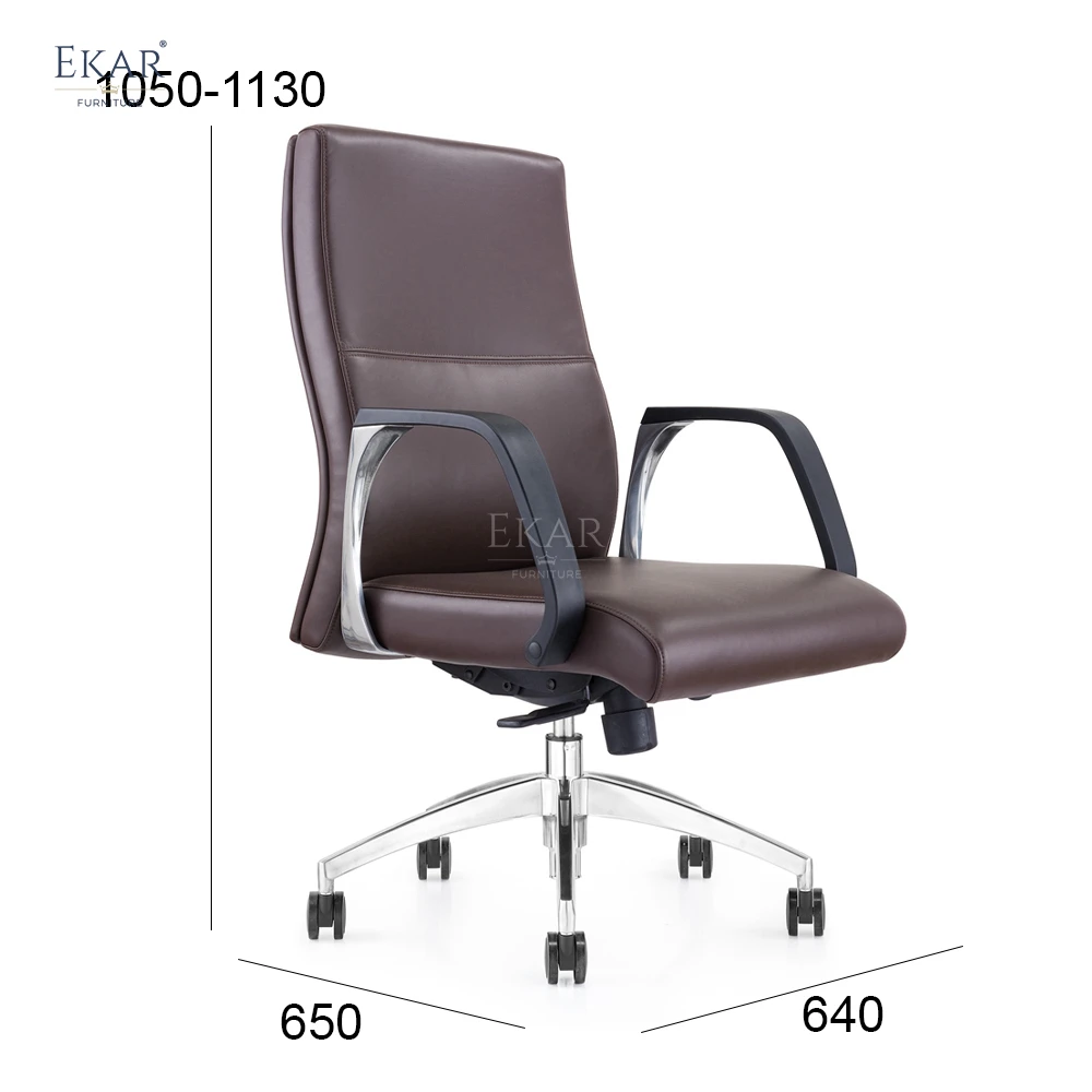 Elegant Italian Imported Top-Grain Leather Office Chair with PU Soft-Padded Armrests factory