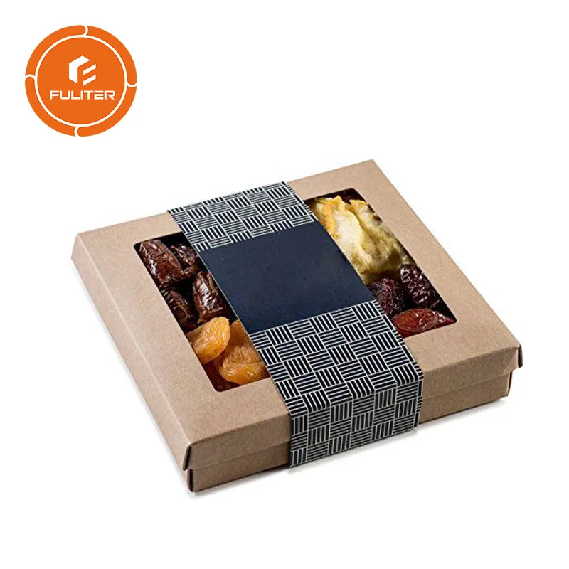 Custom Luxury Dry Fruit Dates Boxes With Divider Pvc Window Paper