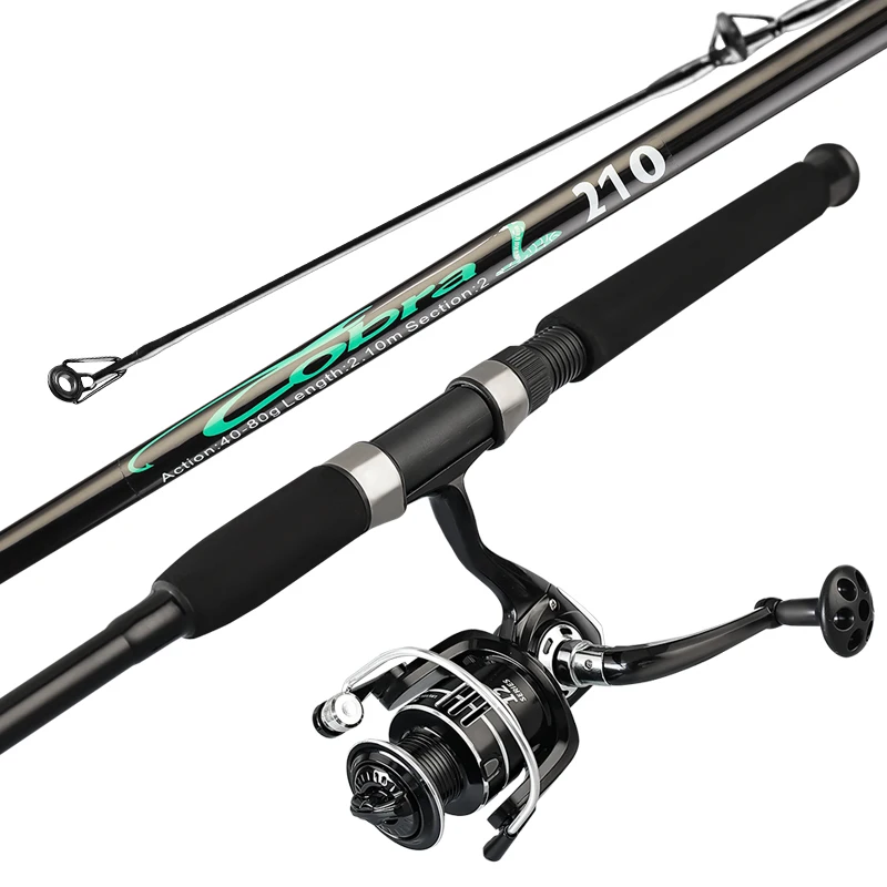 2.1m, 2.4m 40-80g Bass Full Set Fishing Rod and Reel Combo Spinning Fishing Rod Combo Set 2.1m, 2.4m 40-80g Bass Full Set Fishing Rod and Reel Combo Spinning Fishing Rod Combo Set