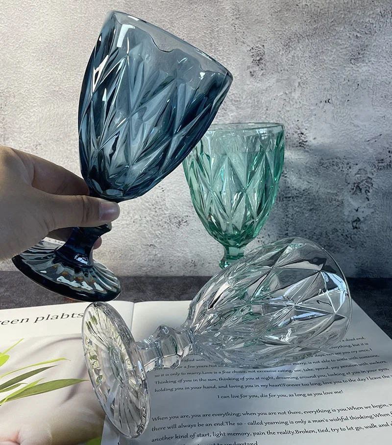 High Quality Cheap Home Wedding Decor Vintage Colored Glass Goblet