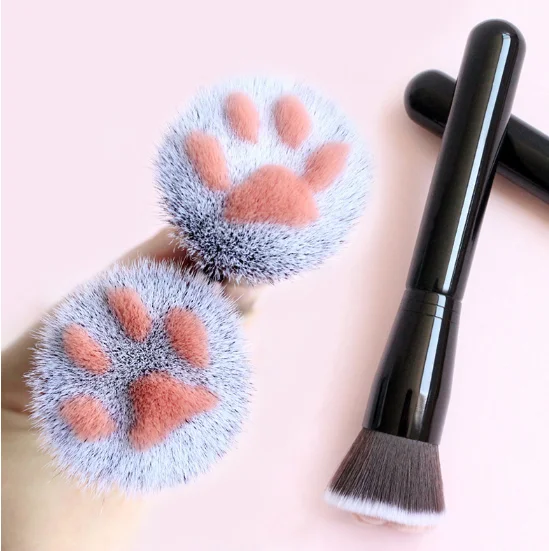 Brochas de maquillaje con forma de pata de gato, alta calidad