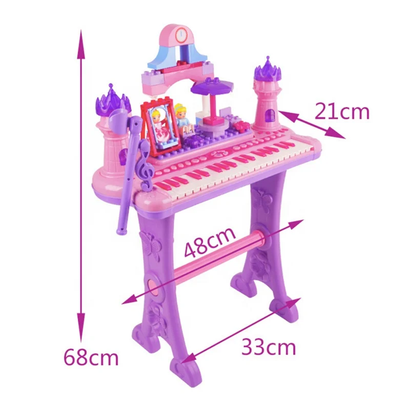 Samtoy Multi Functional Musical Instruments Building Blocks Music Keyboards Music Electronic Piano Toy With Microphone and Chair