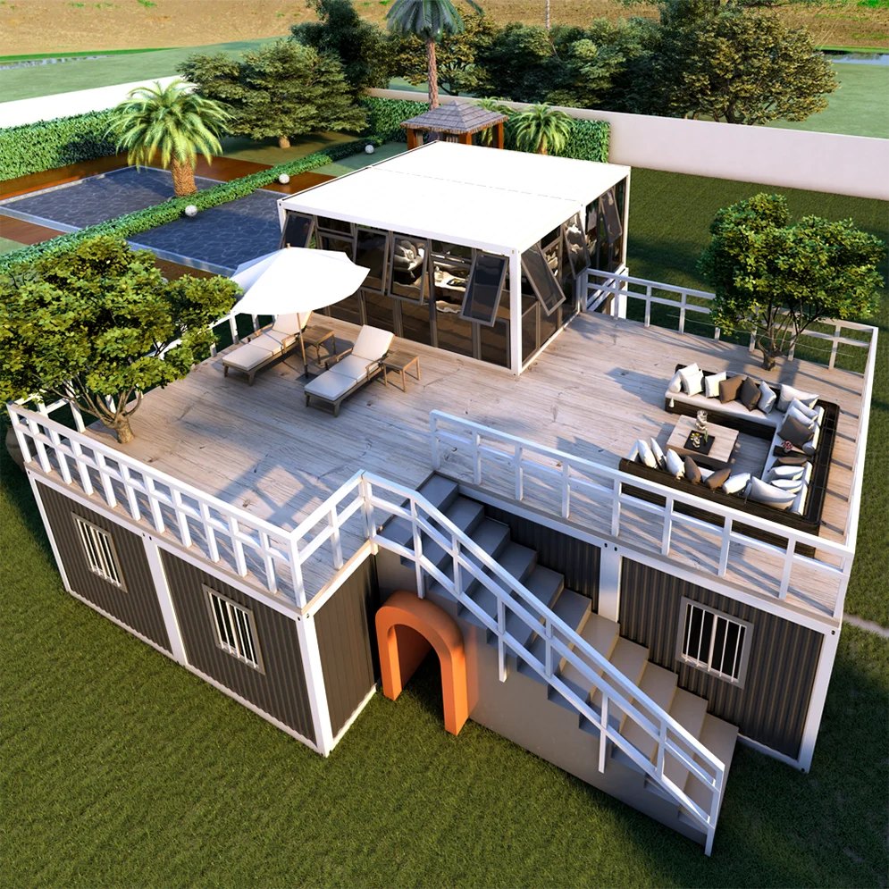 2 Stories Shipping Container Frame House Prefabricated Prefab Modern Home Luxury Villa