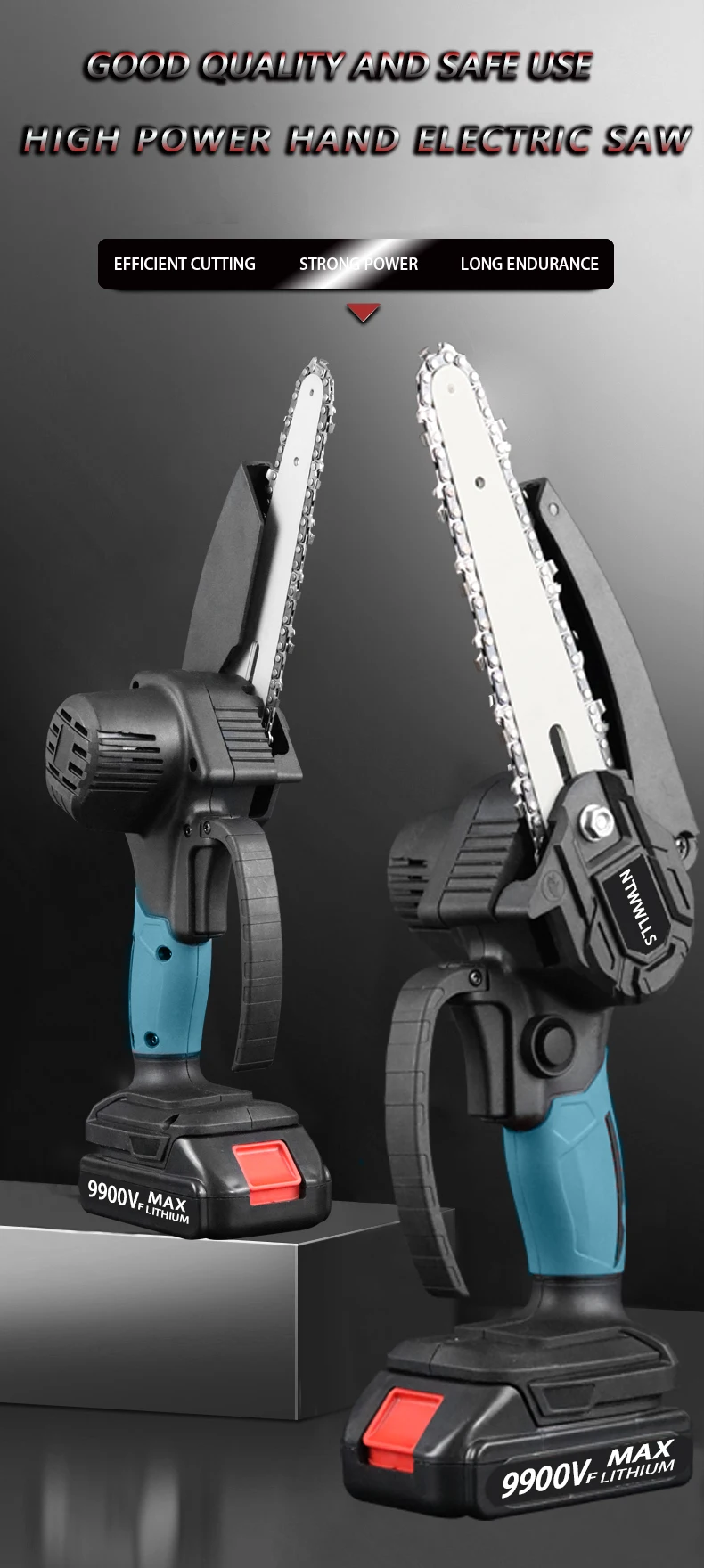 Lithium Cordless Electric Chain Saw Rechargeable Mini Chain Saw Battery