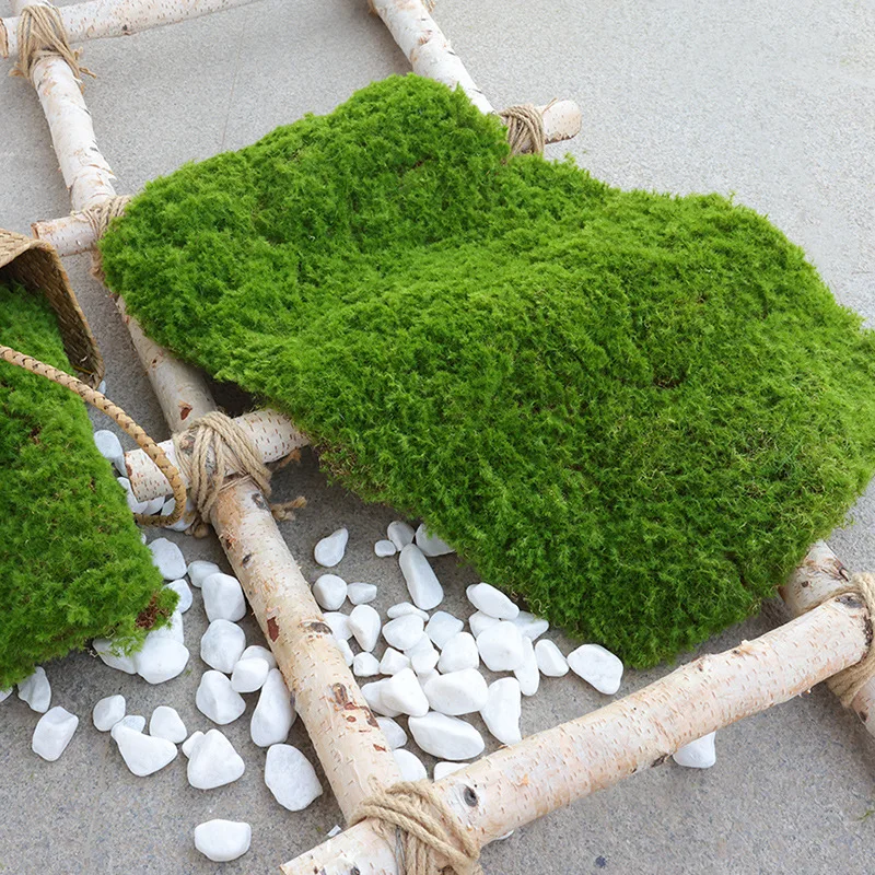 Multisize Artificial Flocking Moss Ornaments Decorative 5 PCS Green Moss for Floral Arrangements Gardens Crafting