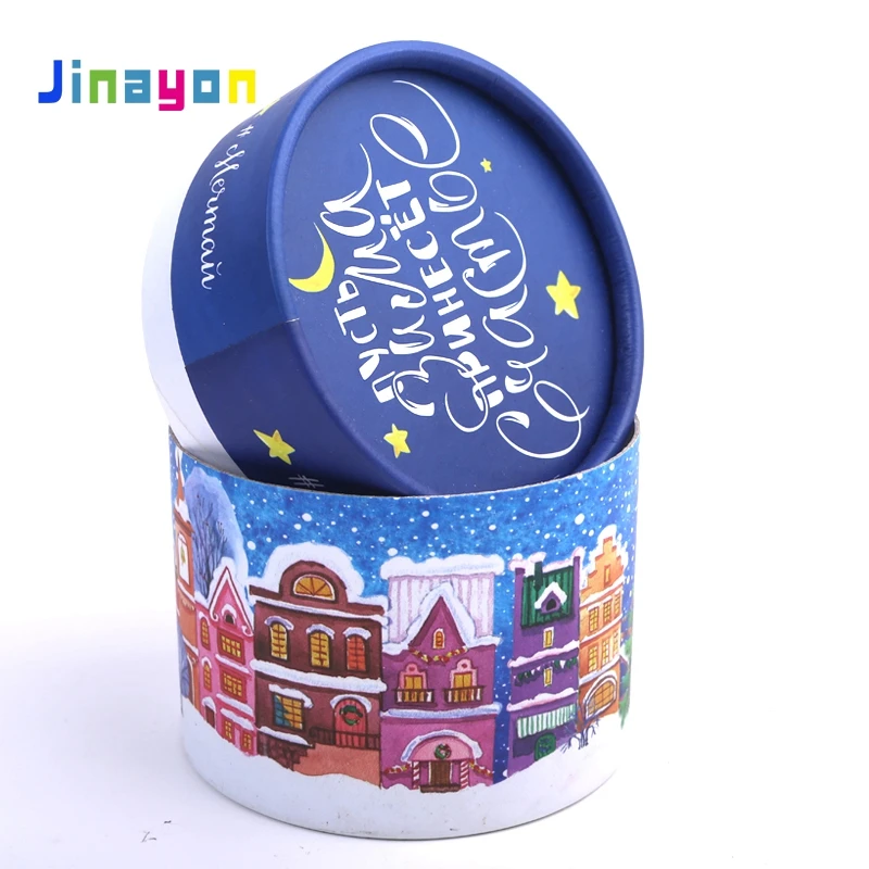 Wholesale Custom Pattern Round Tube Packaging Christmas Hard Paper Tube Gift Box
