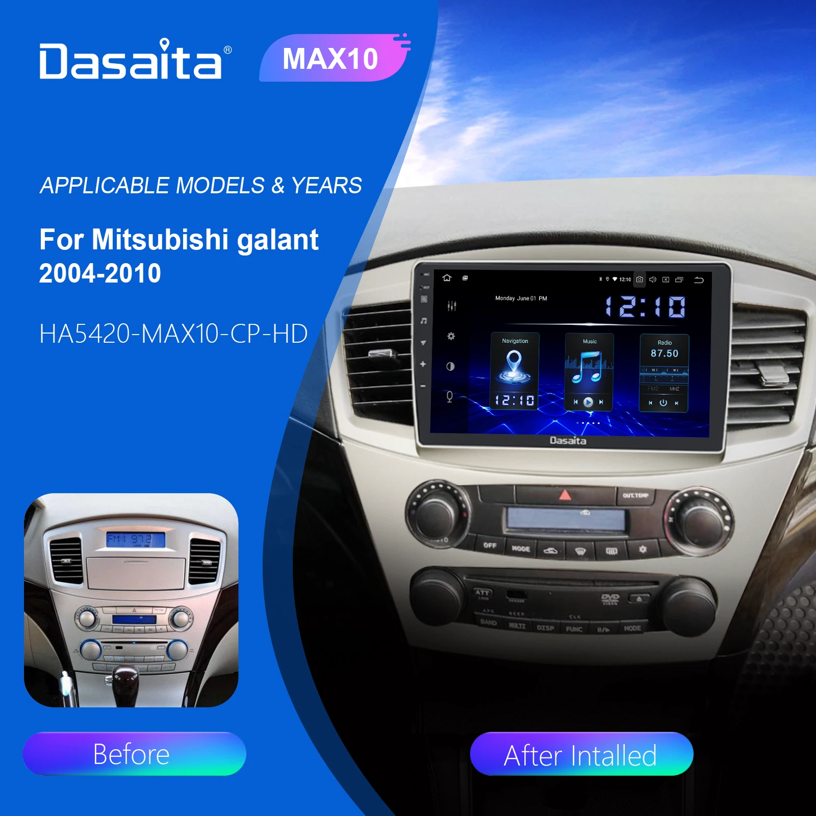 Dasaita Max10 For Mitsubishi Galant 2004-2010 Car Radio Gps Navigation Wifi  Swc 4+64g Ips 2.5d Screen Android 10 Car Stereo Auto - Buy Dasaita For  Mitsubishi Galant 2004-2010 Ips 2.5d Screen Touch