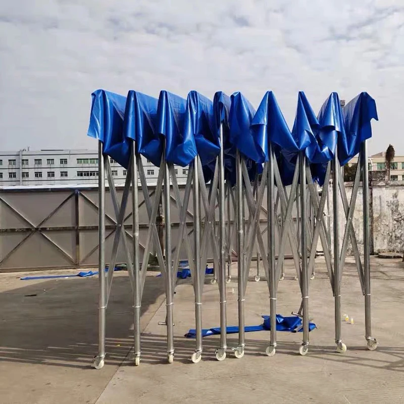 Outdoor PVC Waterproof Push Pull Folding Tents for Garage Carport Warehouse Car Wash Movable Parking Tent