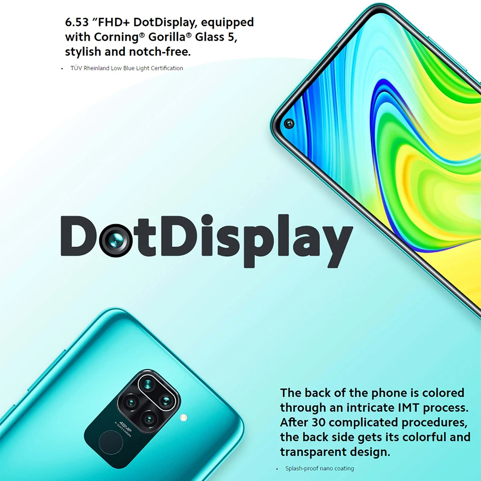 
 Глобальная версия Redmi Note 9 128 ГБ 4 ГБ смартфон Helio G85 5020 мАч аккумулятор быстрой зарядки 18 Вт 6,53 