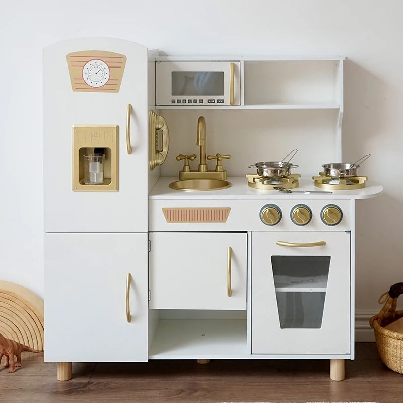 Qiaike 木製プレイキッチンセット（3歳以上対象）・子供向け使いやすいキッチン＆フードトイ（洗濯機付き）・男の子・女の子対応