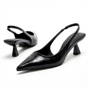 Elegant Simple Design Kitten Heel Pointed Sandals Height Increasing Women's Thin Heels for Spring Summer Autumn & Wedding