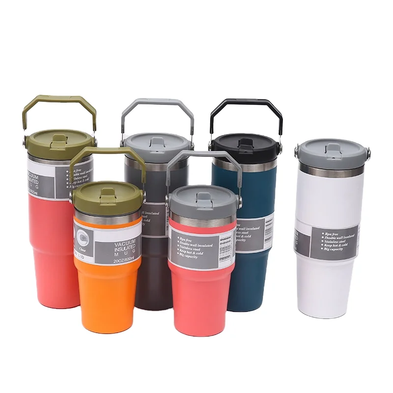 30oz Free Custom Logo Lid Camping Handle Double Wall Stainless Steel Coffee Mug Tumblers 6-12hr Thermal Insulation Back School