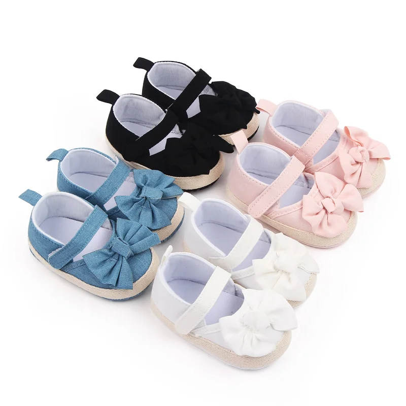 Wholesale Beautiful Bow Design Soft Sole Newborn Infant Baby Girl Shoes factory