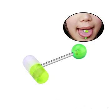 Mix Color Pill Acrylic Tongue Piercing Stud Plastic Tongue Ring Barbell Rings Body Piercing jewelry