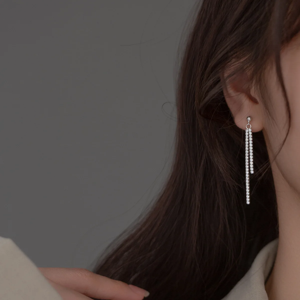 Shinning Fashion Jewelry 925 Sterling Silver Tennis Earring Row