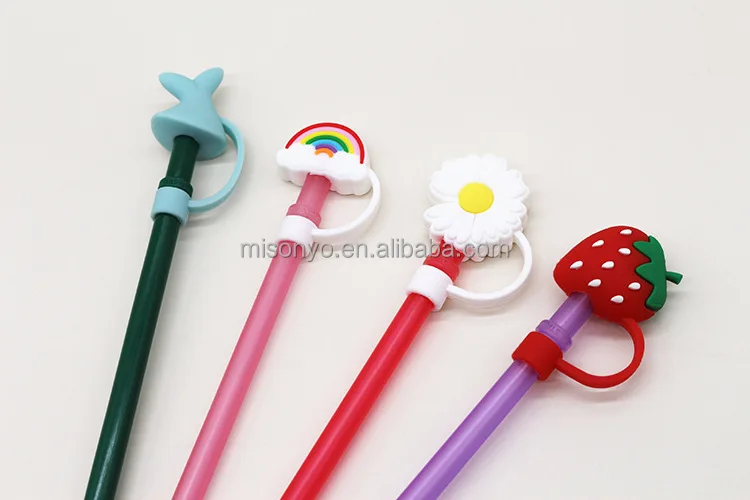 Pvc Straw Topper Plant Silicone Straw Cover Reusable Airtight Drinking Dust Toppers Splash Proof