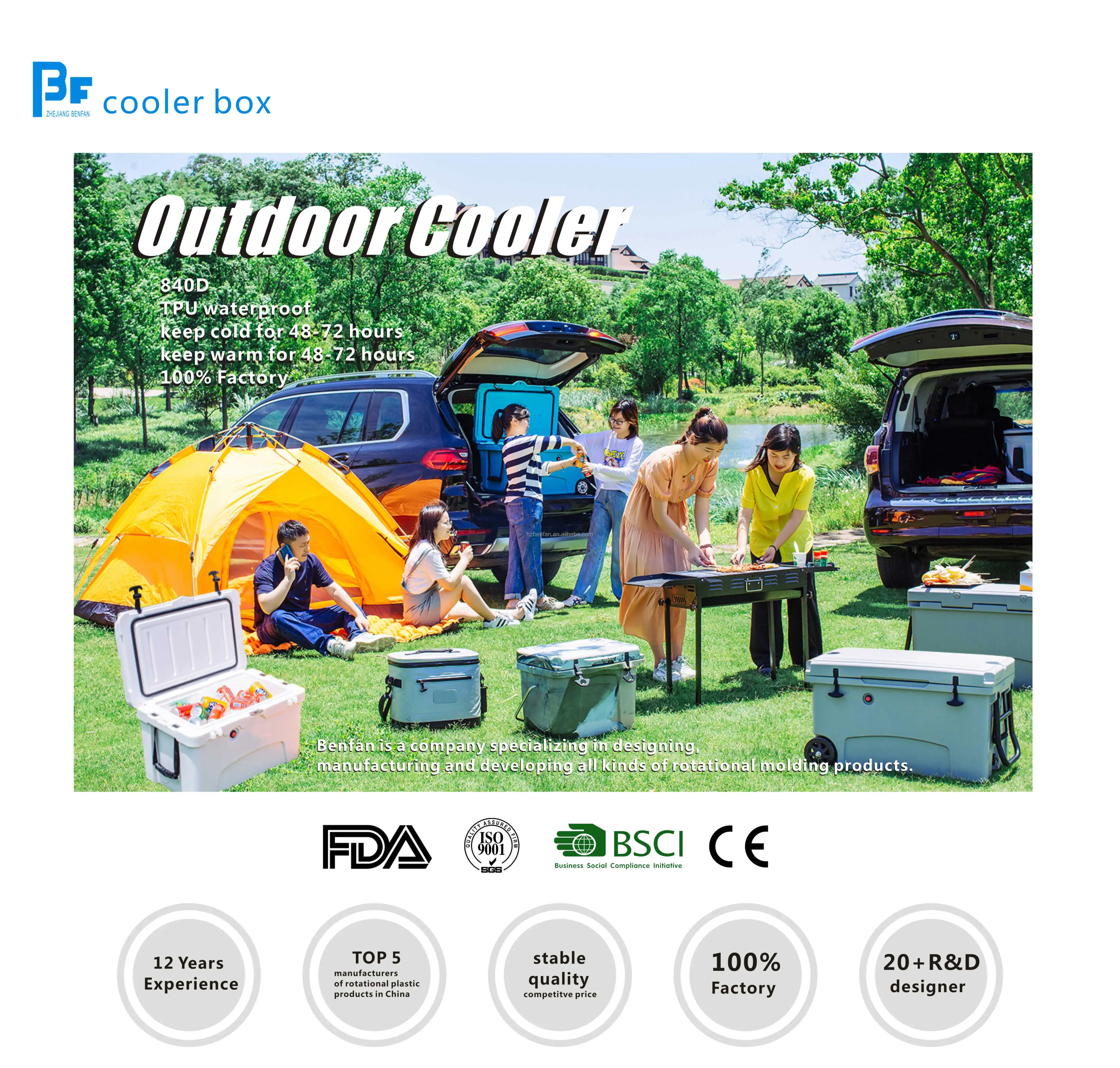 125L Rotomolded Plastic Wheeled Ice Box Ice Chest Beer Coolers Cooler ...