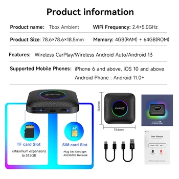 Carlinkit Tbox Plus 4+64GB Android 13 Wireless Carplay & Android