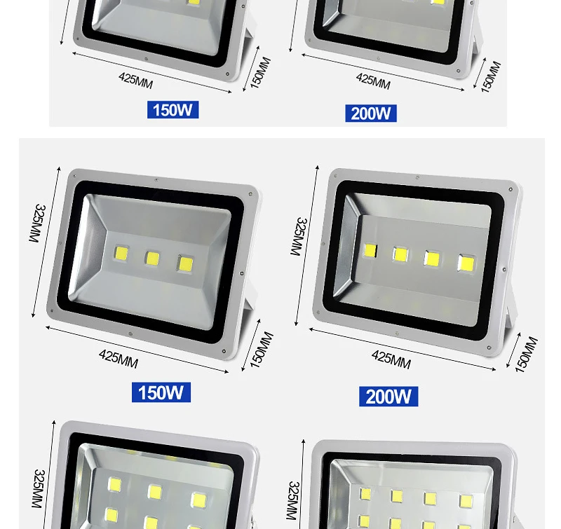 ไฟฟลัดไลท์ LED 30W 150W สีขาวหรี่แสงได้กันน้ำอลูมิเนียมกันระเบิดสำหรับไฟแนวนอน